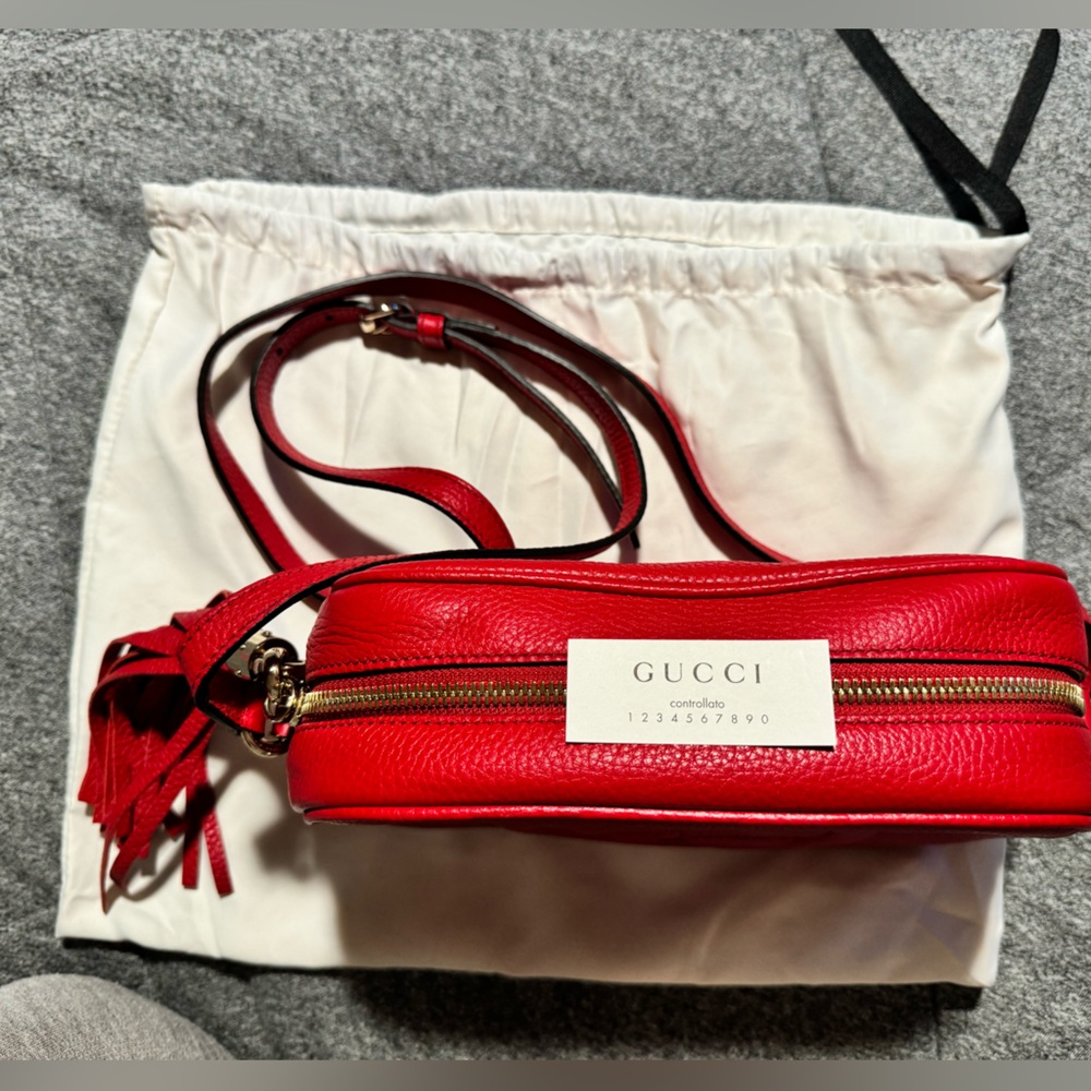 Like New Gucci Red Crossbody Leather Authentic Bag - Picture 2 of 5